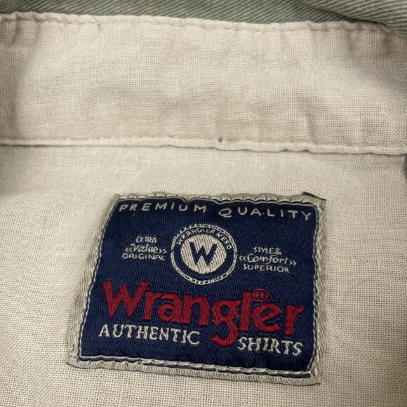 Wrangler Chambray Button Up Shirt Men’s XL Denim Long Sleeve Green Cotton - Picture 6 of 8